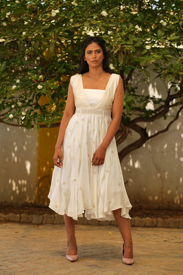 Snow Satin Midi Dress