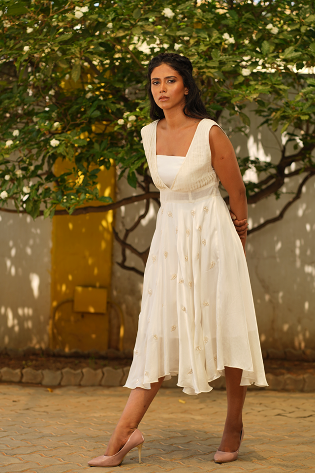 Snow Satin Midi Dress