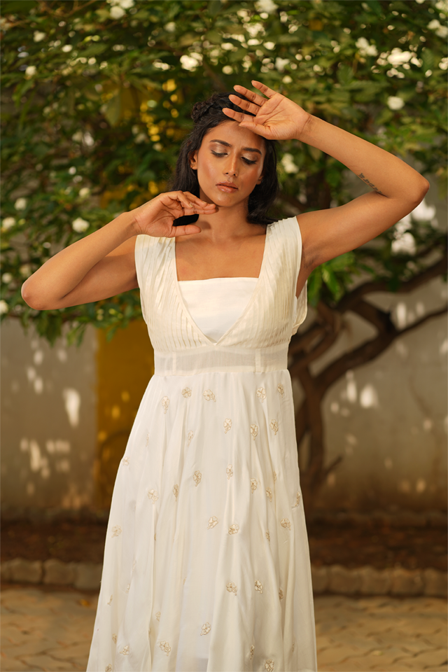 Snow Satin Midi Dress