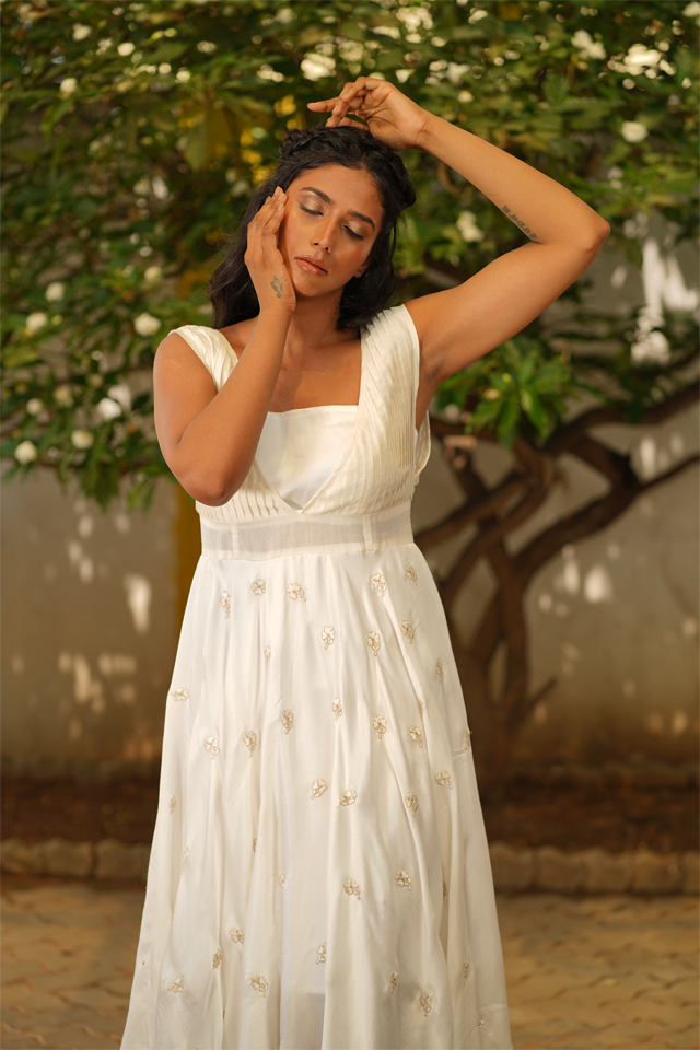 Snow Satin Midi Dress