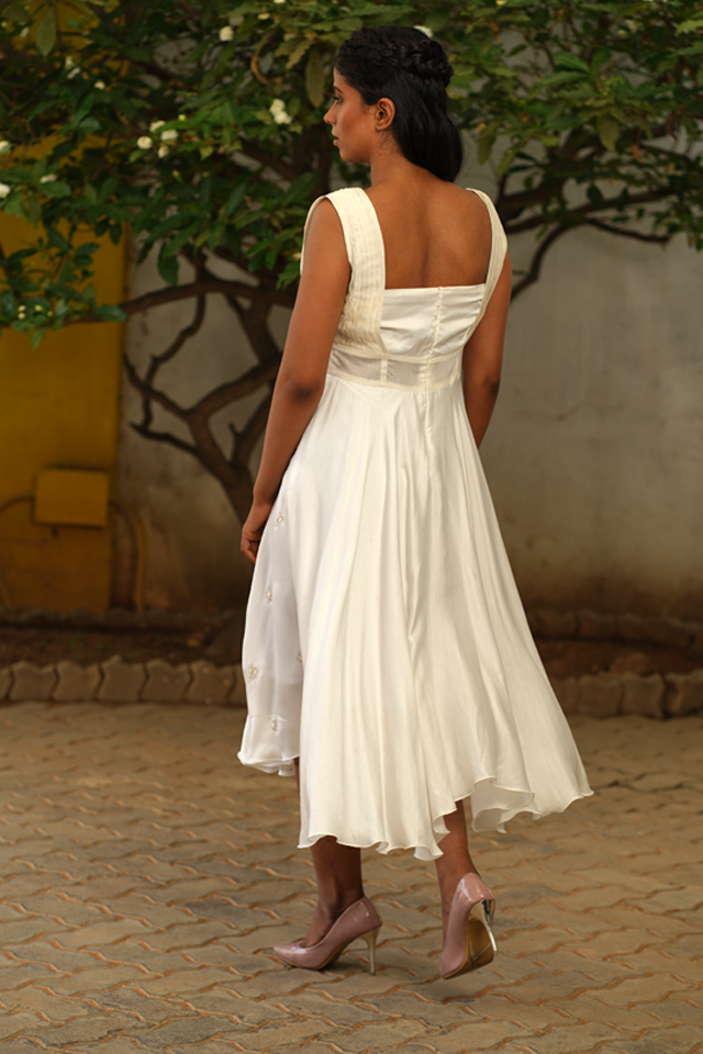 Snow Satin Midi Dress