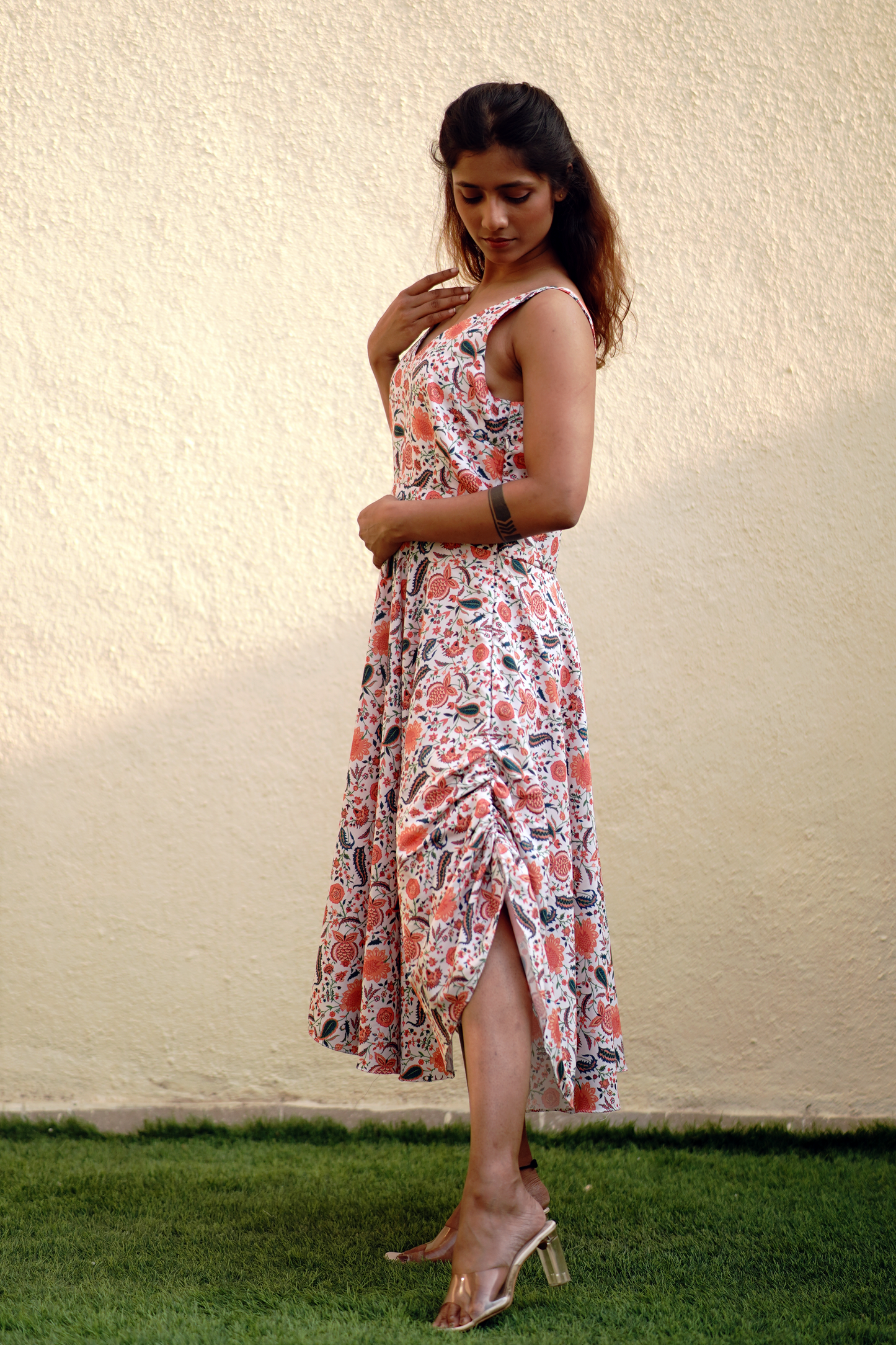 Paisley Ruched Skirt Dress