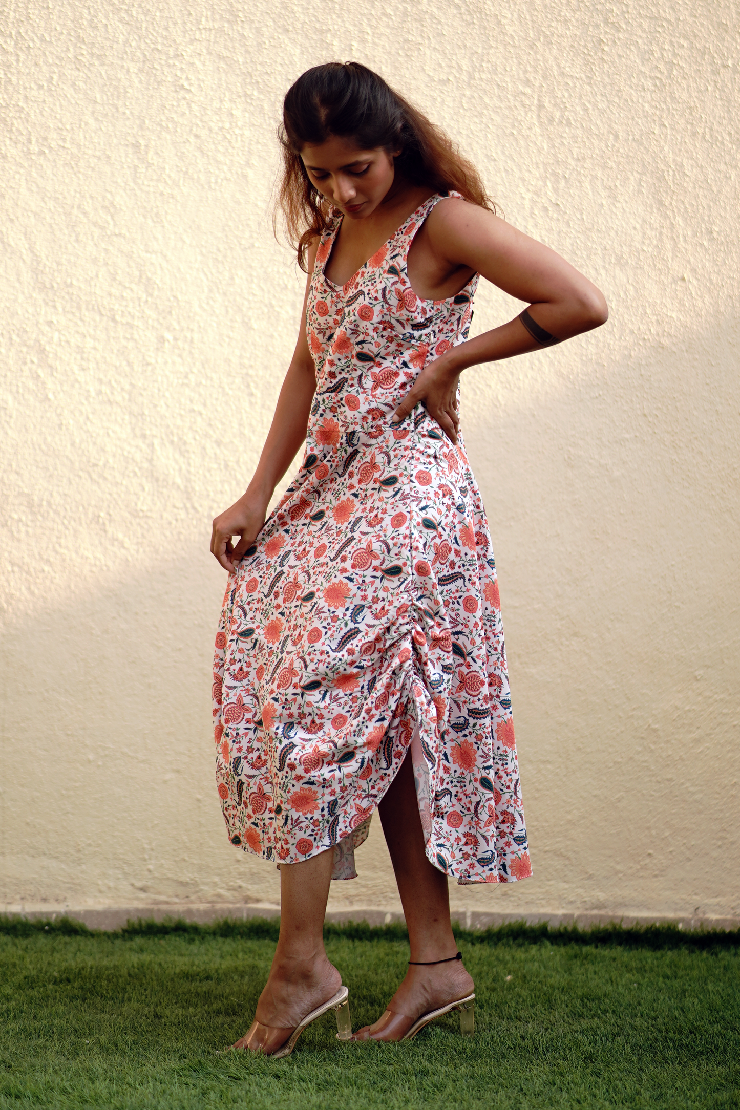 Paisley Ruched Skirt Dress