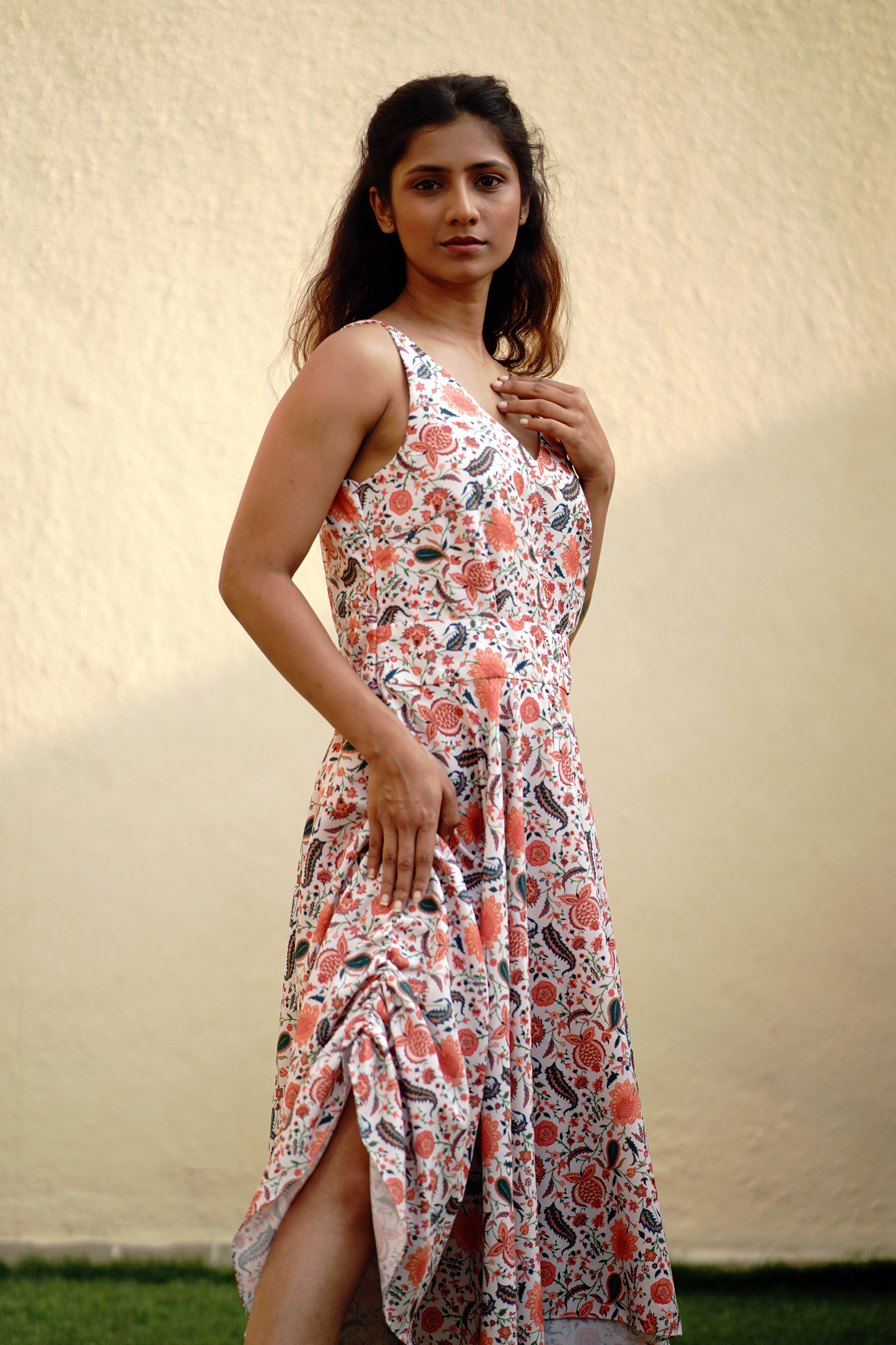 Paisley Ruched Skirt Dress