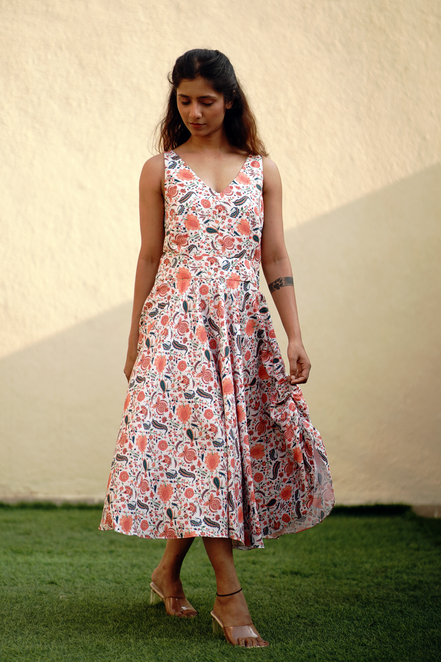 Paisley Ruched Skirt Dress