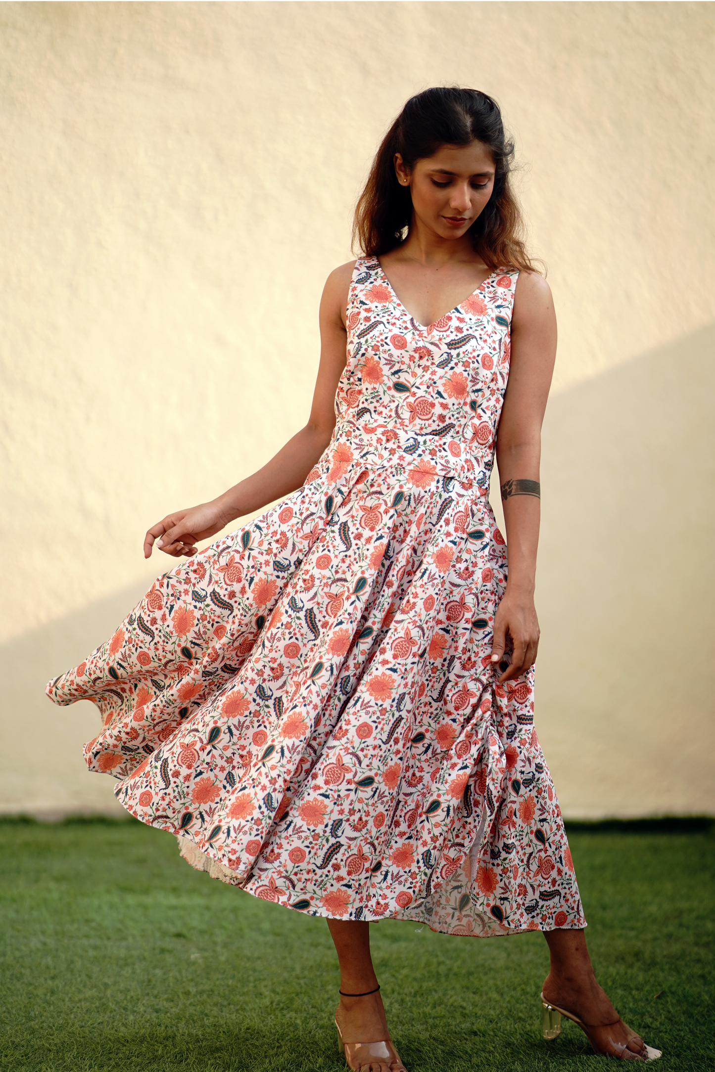 Paisley Ruched Skirt Dress